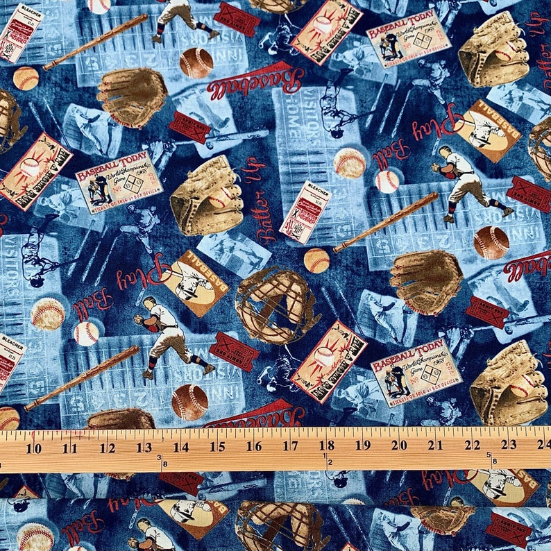 Timeless Treasures Novelty Sports Fabric Batter up Baseball 100 Cotton Fabric BTY Etsy