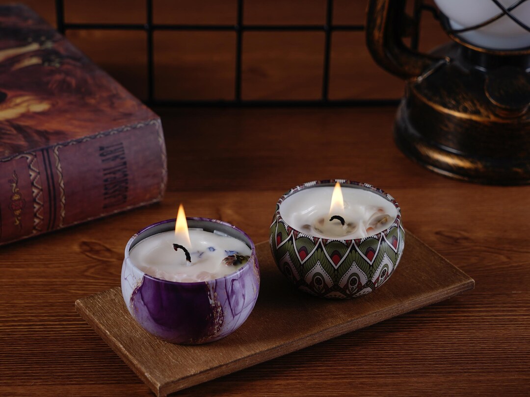 Aromatherapy Candles, Scented Candles With Dried Flowers, Home Decor Soy,candles, Decorative Tin