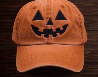 Czapka baseballowa z haftowaną dynią Jack-o-lantern, haftowana czapka z okazji upiornego sezonu, czapka na Halloween, czapka vintage, prezent na Halloween EHE021