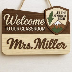 Personalized Teacher 3D Door Hanger National Park Teacher Sign, Classroom Adventure Decor Teacher Door Sign, Teacher Classroom Sign OGE032.C