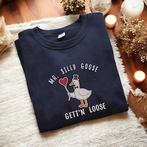 Embroidered Silly Goose Groom Shirt, Funny Goose Wedding Gift for Fiance,Matching Couple Newlywed Gift,Comfort Colors Bachelor PartyESE036.C