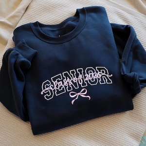 Custom Embroidered Senior Hoodie, Coquette Bow, Senior Team Shirts Personalized, Senior Sunrise, Class of 2026, Senior Cheer Gift ESE073.H.C