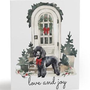 Tarjetas de felicitación navideñas, tarjetas navideñas para puerta con caniche negro, juego de 8, 16 y 24, paquete de tarjetas navideñas, tarjetas navideñas para amantes de los perros, lindas tarjetas navideñas con animales