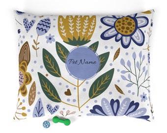 Cama floral personalizada para mascotas: almohada de forro polar para perros