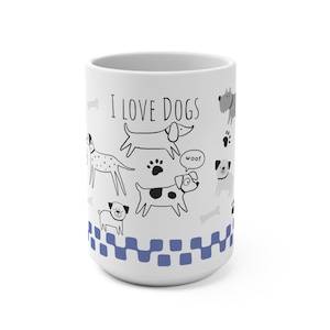Dog Lover&#39;s Mug, 15oz Cute Dog Design Coffee Cup, Pet Lover Gift, Cute Mug for Dog Moms, Dog-themed Holiday Gifts