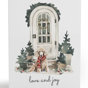 Cartes de voeux des Fêtes caniche standard (8, 16 et 24 pcs)