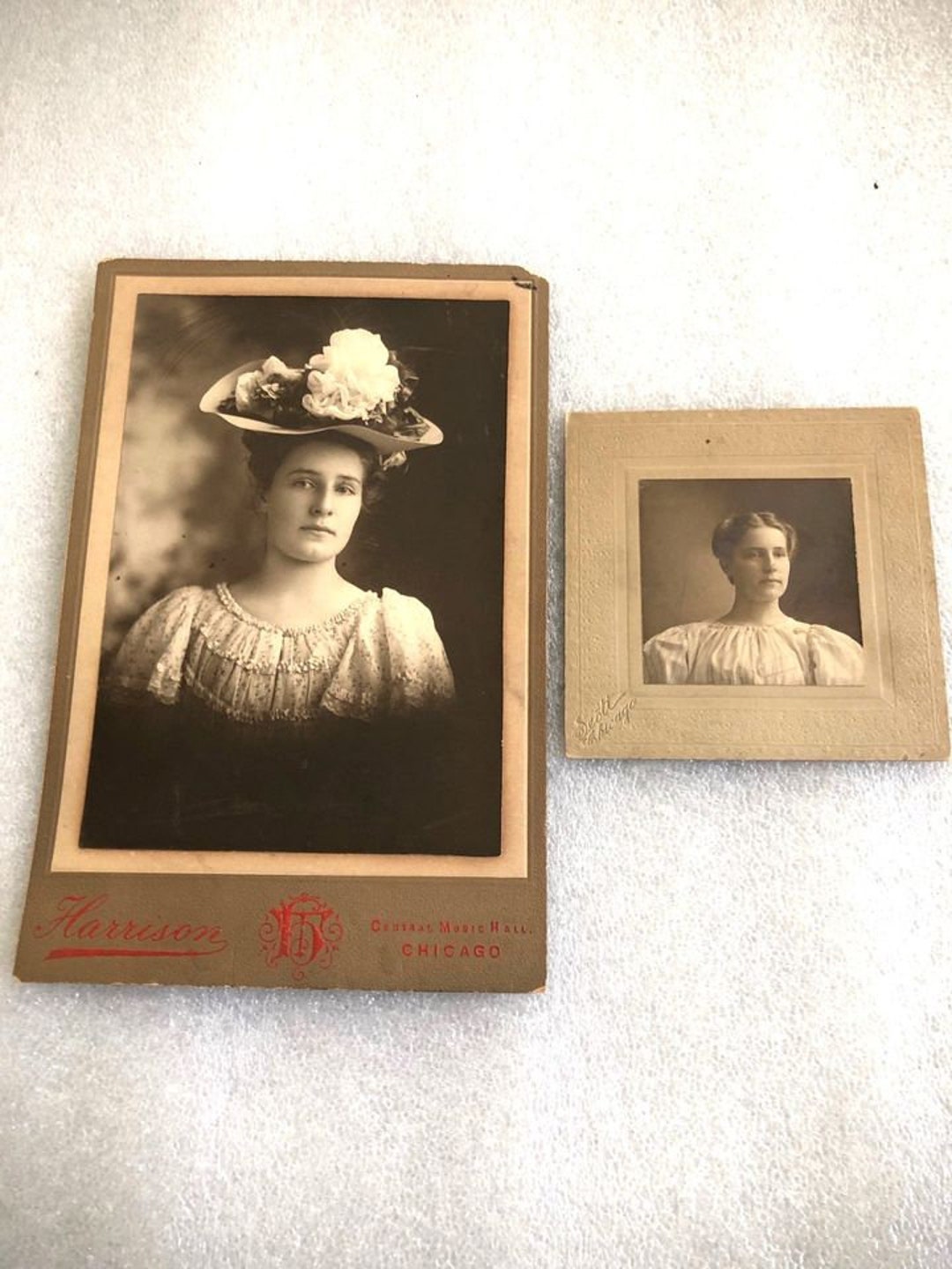 Victorian 2 Antique Cards Photos 1800's chicago Music Hall ollie Goodwillie Etsy