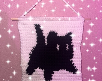 Shocked Cat Meme Crochet Tapestry Wall Hanging PATTERN ONLY