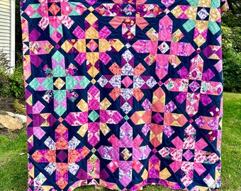 Easthampton Quilt Pattern PDF Digital Download | Baby Throw Bed Sizes | Fat Quarter Quilt Pattern - scrappy, yardage, precut friendly