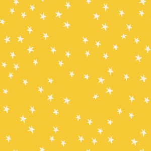 May include: A seamless pattern of white stars on a yellow background.