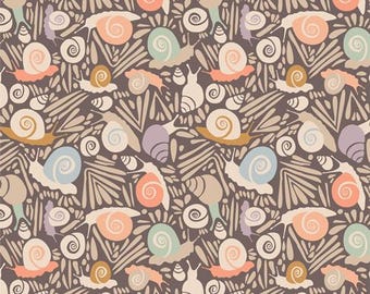 Snails in DRIFTWOOD - Slow Summer by Suzy Quilts | Art Gallery Fabrics - OEKO-TEX Certified 100% Cotton, Modern Fabric By the Yard