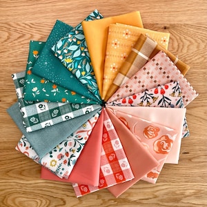Porch Swing - BHQ Fabric Bundle | Fableism Swedish Holiday/Arcade Plaid; AGF Pure Solids/Evolve/Gayle Lorraine; RSS Strawberry, Cloud9