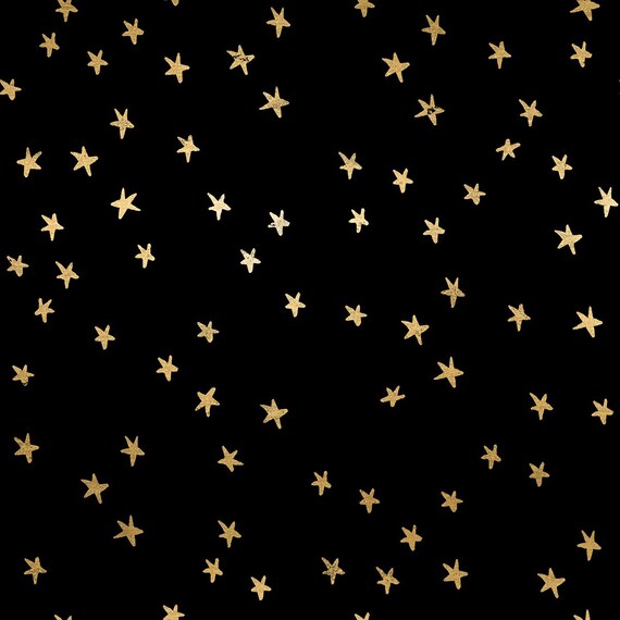 Ruby Star Society STARRY in Black Gold Metallic - Alexia Marcelle Abegg Modern Blender Fabric, Cotton Quilt Fabric, RSS Starry