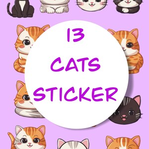 Cute Cat Stickers, Cat Sticker Set, Sticker Bundle, Printable Sticker, Cute Cat Stickers, Cute Stickers, Kawaii Cat Sticker Set, Printable