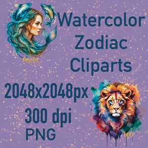 Zodiac Signs Clipart, Zodiac Signs, Clipart, Png, Instant Download, Cliparts, Astrology, Zodiac, Aries, Taurus, Gemini, Cancer, Leo, Virgo