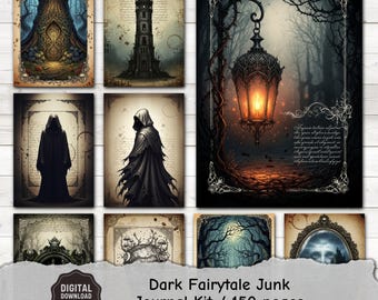 Gothic Junk Journal Kit Printable | Dark Fairytale Ephemera 150 Pages | Fantasy Scrapbook Digital Download
