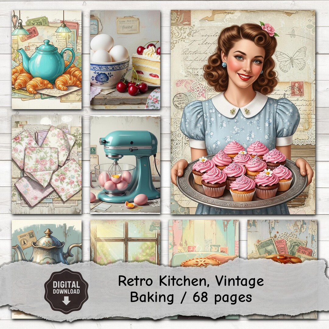 Retro Kitchen Junk Journal Kit Printable | Vintage Baking Ephemera ...