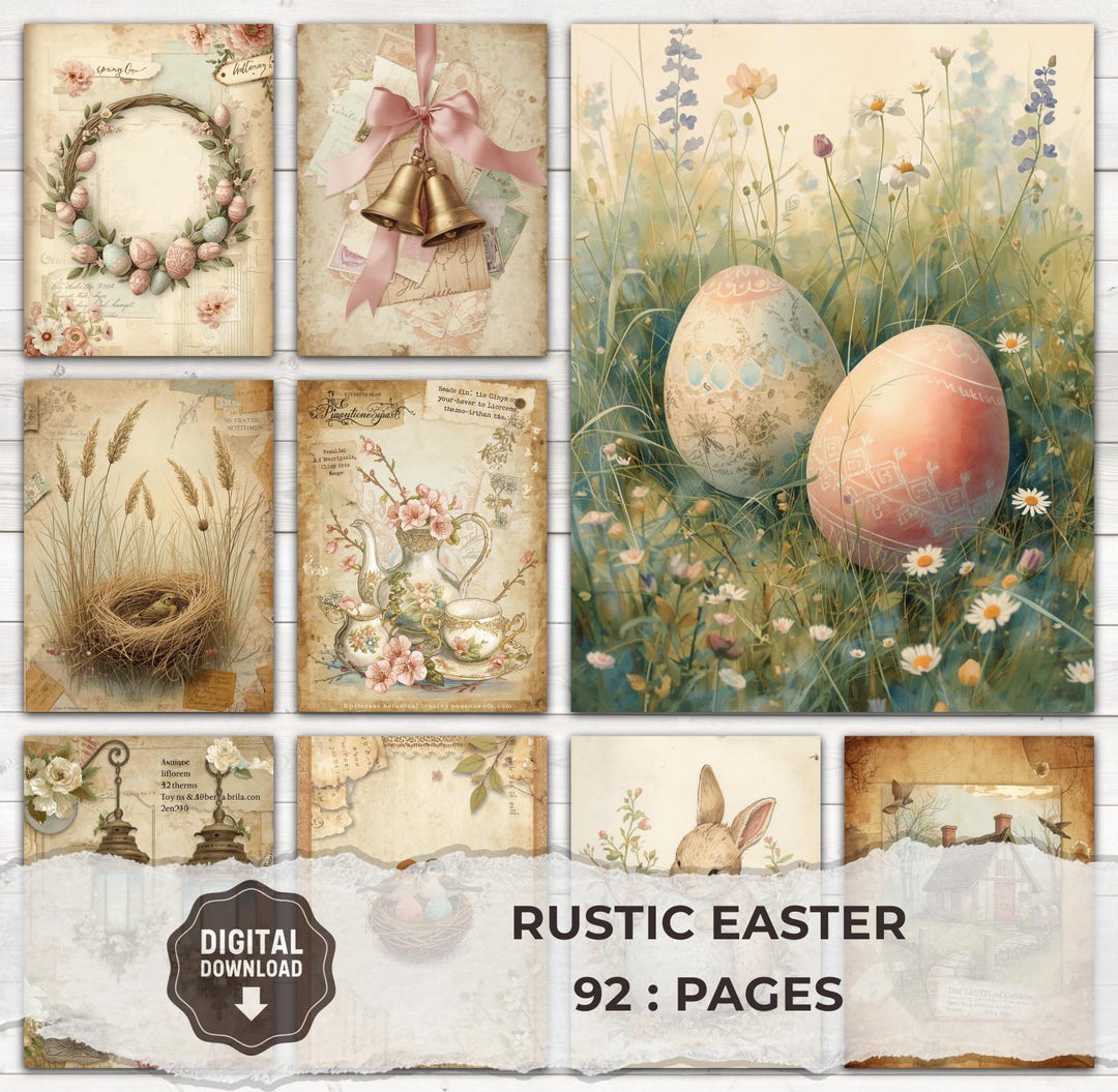 Rustic Easter Junk Journal Pages, Vintage Spring Ephemera, Printable ...