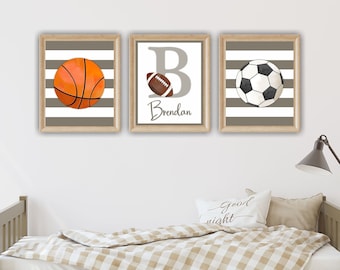 Printable Sports Wall Art Boys Room Decor Baseball Nursery Football Print Boys Name Sports Decor Toddler Room Sports Prints - SP23