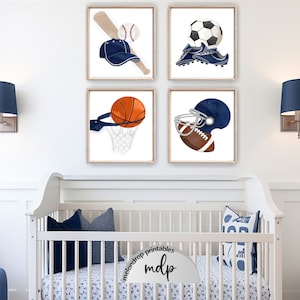 Printable Sports Wall Art Boys Room Decor Baseball Football Soccer Basketball Prints Sports Nursery Decor Toddler Room Sports Prints - SP01