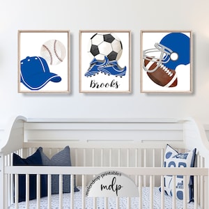 Printable Sports Wall Art Boys Room Decor Baseball Football Soccer Prints Sports Nursery Decor Boy Name Toddler Room Sports Prints - SP04