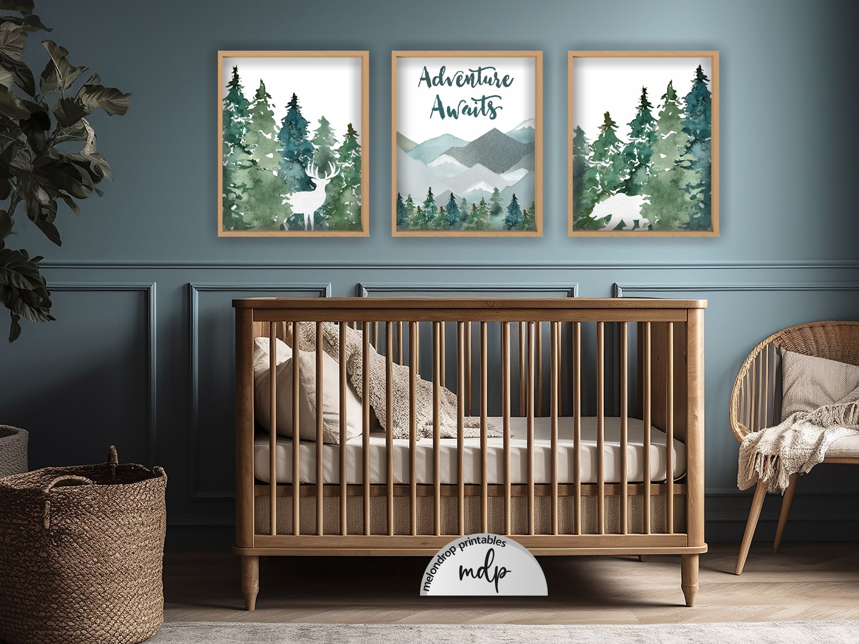 Woodland Nursery Decor Boy Room Printable Wall Art Deer Bear Forest ...