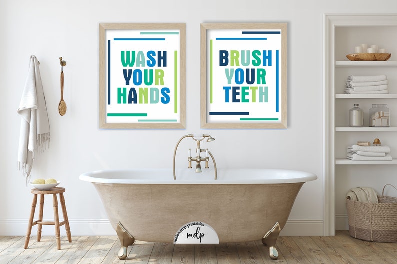 Boys Bathroom Printable Signs Boy Bathroom Art Prints Fun Colorful Bath ...