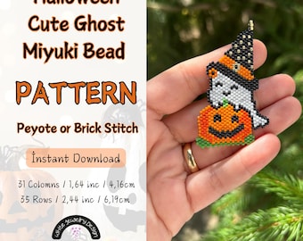Halloween Ghost Miyuki Bead Pattern, Peyote Brick Stitch (PDF Pattern)