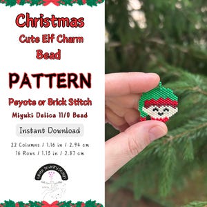 Christmas Elf Charm Beading Pattern – Peyote & Brick Stitch Tutorial – DIY Miyuki Delica 11/0 Beadwork Gift