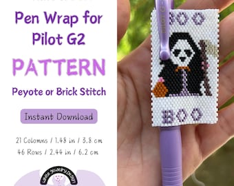 Halloween Beaded Pen Wrap Pattern: Spooky Boo Design (PDF)