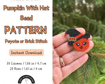 Halloween Pumpkin Bead Pattern, Peyote Stitch, DIY Beaded Jewelry (Digital Download)
