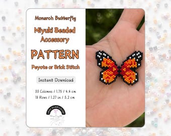 Monarch Butterfly Beaded Pattern, Miyuki Beads, Peyote or Brick Stitch (PDF Pattern)