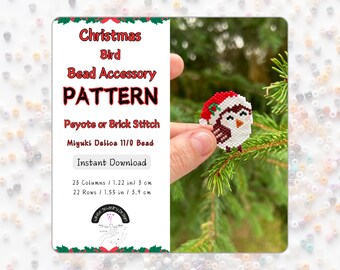 Kraalpatroon kerstvogel: peyote/steensteekornament (digitale download)