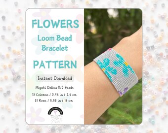 Floral Loom Bead Bracelet Pattern: Miyuki Delica 11/0 (Digital Download)