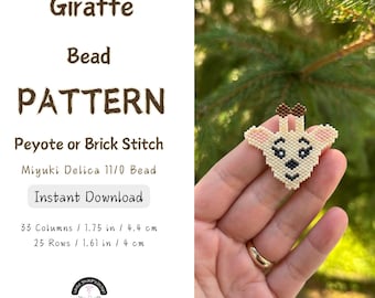 Giraffe Bead Pattern, Miyuki Delica, Peyote or Brick Stitch (PDF Digital Pattern)