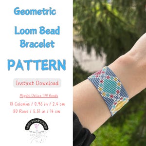 Geometric Loom Bead Bracelet Pattern, Miyuki Bead Bracelet Pattern, Beading Tutorials, DIY Bead Pattern Pdf, Instant Downlad Bead Pattern