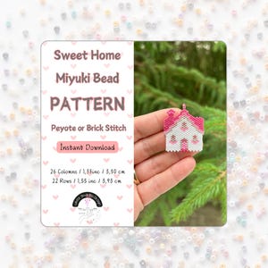 Beaded Sweet Home Pattern, Miyuki Bead Pattern for Peyote or Brick Stitch, DIY Beading Tutorial, Digital Craft for Accessory, Bead Template
