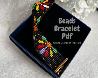 Miyuki Bead Pattern, Miyuki Loom Bracelet Pattern, Miyuki Flowers Bracelet Bead Pattern, Wowen Bracelet Patterns, Digital Download Patterns