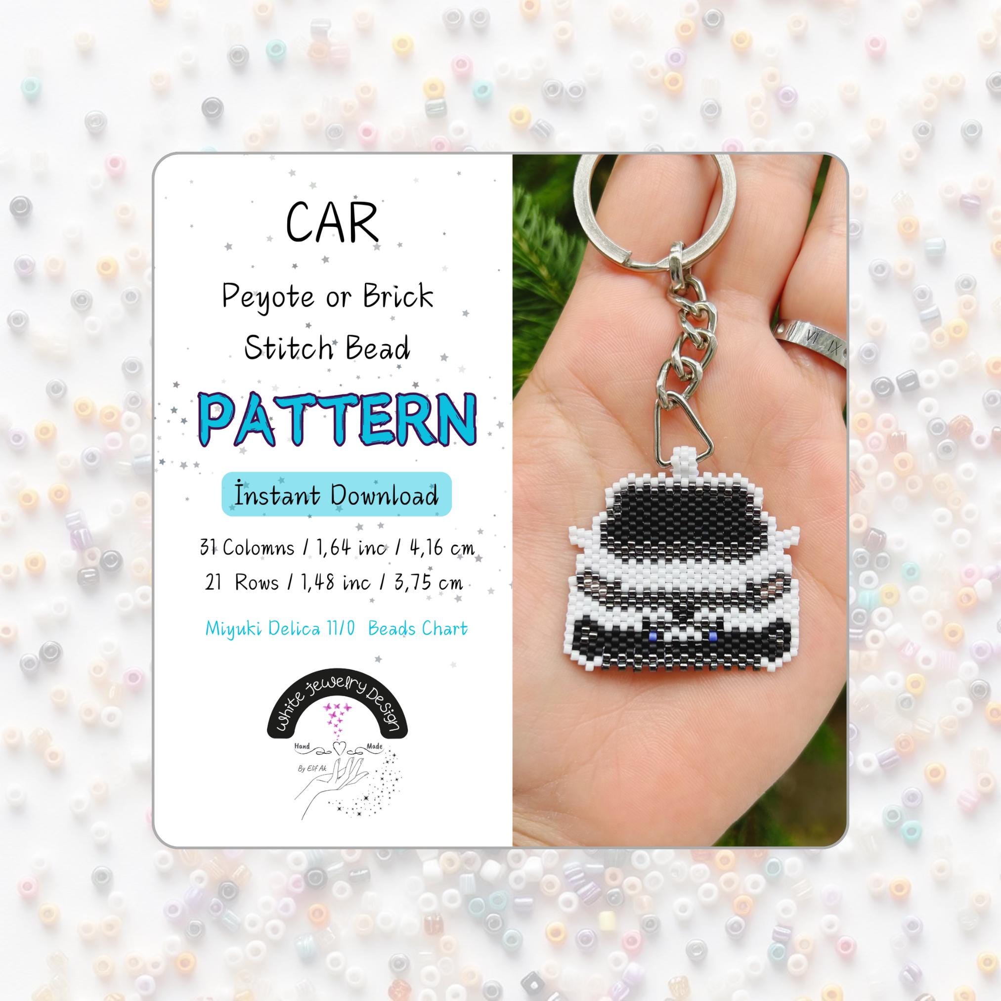 Miyuki Bead Pattern, Car Peyote or Brick Stitch Miyuki Bead