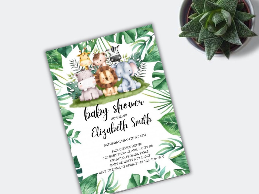 Editable Safari Baby Shower Invitation, Safari Print, Safari Baby ...