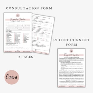Puede incluir: Dos formularios de consulta rosa y blanco para la inyecci&oacute;n de Terzepatide. El primer formulario es un formulario de consulta del cliente con una lista de verificaci&oacute;n del historial m&eacute;dico y una secci&oacute;n para la informaci&oacute;n del cliente. El segundo formulario es un formulario de consentimiento del cliente con informaci&oacute;n sobre el tratamiento y los riesgos.
