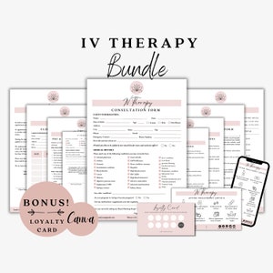 Modèle de thérapie IV, Consentement à une thérapie IV, Thérapie intraveineuse, Formulaires Med Spa, Vitamines injectables, Consentement à une perfusion IV, Formulaires esthétiques