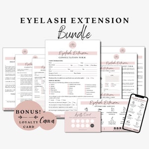 Eyelash Extension Form, Lash Consultation, Lash Consent Form, Eyelash Tech, Eyelash Business, Esthetician Bundle, Esthetics Forms, Lash Tech