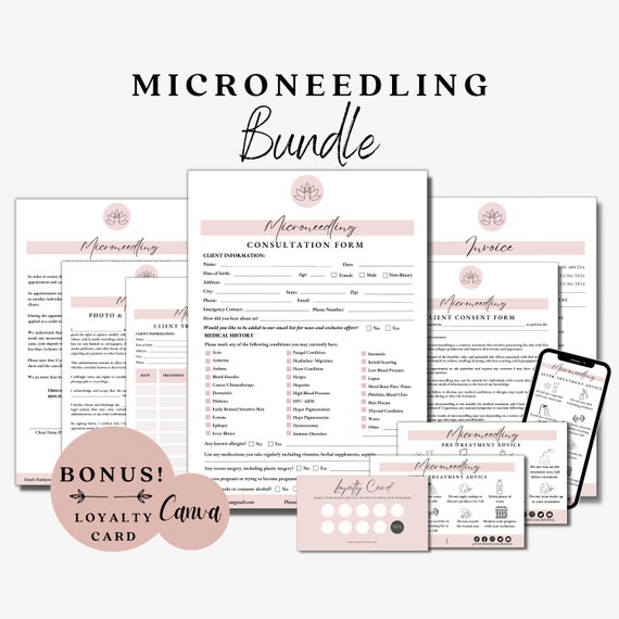 Microneedle Form, Microneedle Consent, Microneedling Aftercare, Facial Consent Form, Microneedling Care, Microneedling Forms, Esthetics Form
