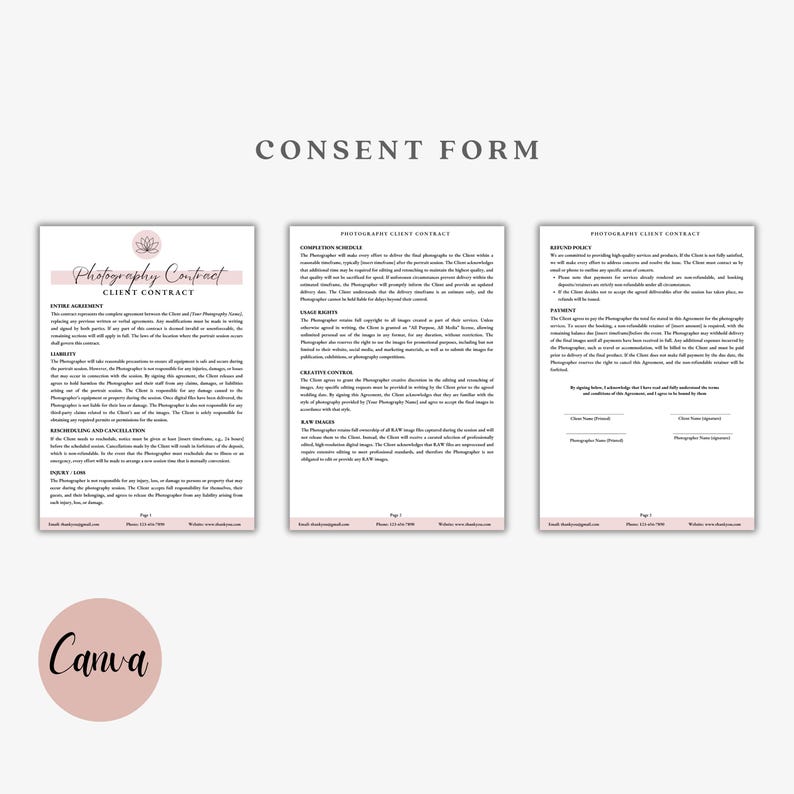 Photography Contract Form, Photography Workflow, Photography Invoice ...