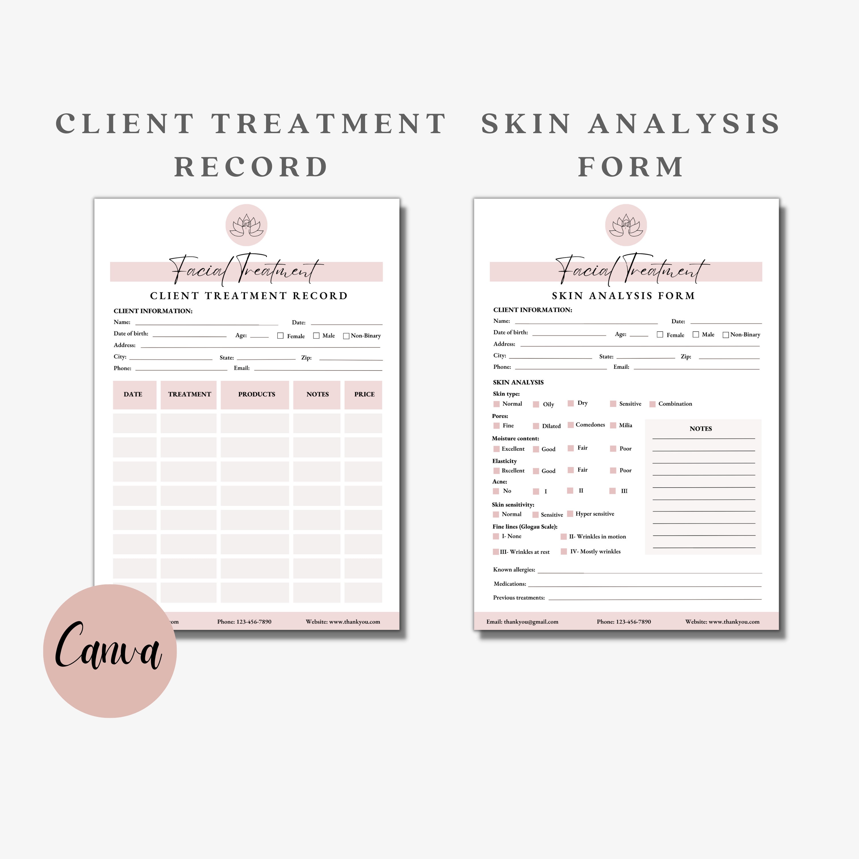 Facial Form Facial Treatment Forms, Esthetician Forms Bundle, Skincare Forms ...
