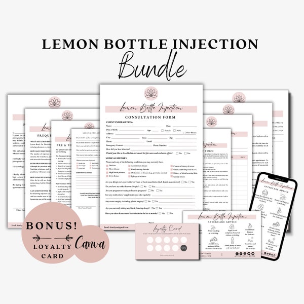 Lemon Bottle Consent, Lemon Bottle Intake, Fat Dissolve Forms, Aftercare Advice, Esthetician Forms, Client Intake Form, Consultation Form