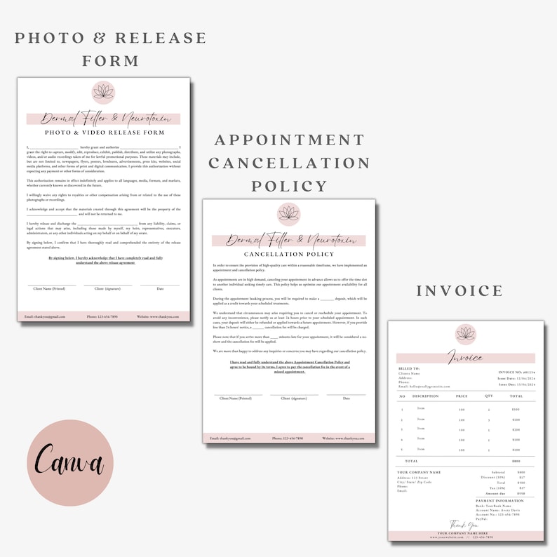 Dermal Filler, Botox, Botulin Toxin, Consultation Forms, Consent Form