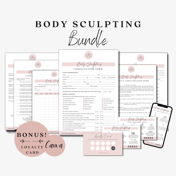 Body Sculpting Forms, Body Shaping Forms, Med Spa Intake Forms, Body Contouring Form, Body Shaping Consent, Consultation Forms Esthetics