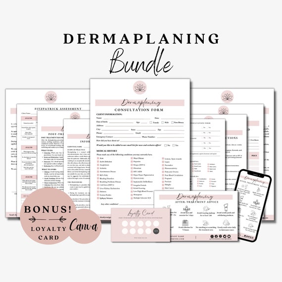 Dermaplaning Forms, Facial Consultation, Skincare Consent, Skincare Form, Dermaplaning Consent, Esthetician Forms, Spa Form, Aftercare Cards